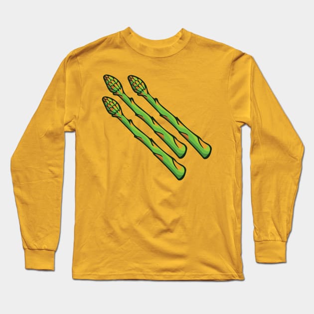 Green Asparagus Long Sleeve T-Shirt by deancoledesign